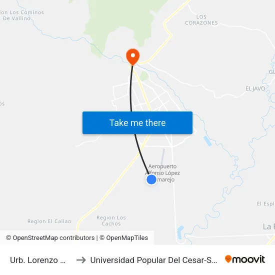 Urb. Lorenzo Morales to Universidad Popular Del Cesar-Sede Hurtado map