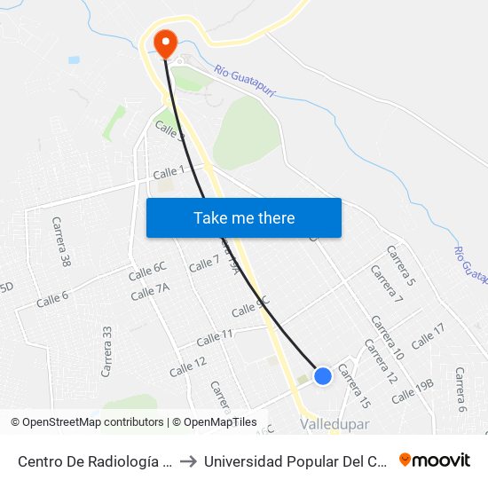 Centro De Radiología Cástulo Ropaín to Universidad Popular Del Cesar-Sede Hurtado map