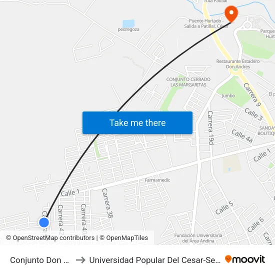 Conjunto Don Miguel to Universidad Popular Del Cesar-Sede Hurtado map