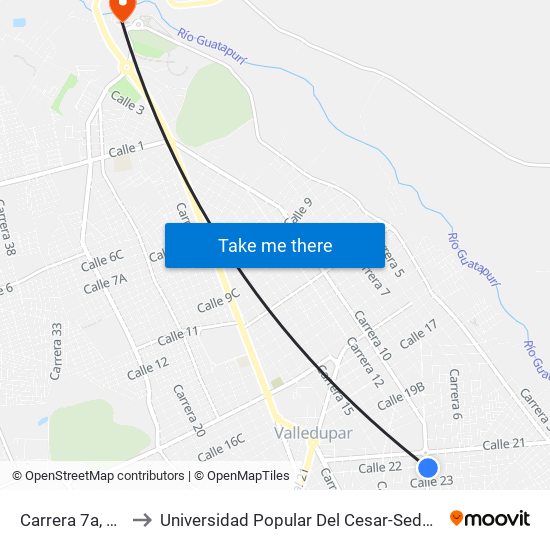 Carrera 7a, 2202 to Universidad Popular Del Cesar-Sede Hurtado map