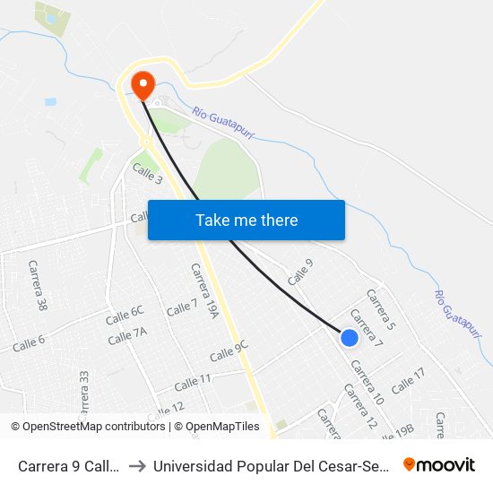Carrera 9 Calle 13b to Universidad Popular Del Cesar-Sede Hurtado map