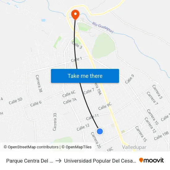 Parque Centra Del Las Flores to Universidad Popular Del Cesar-Sede Hurtado map