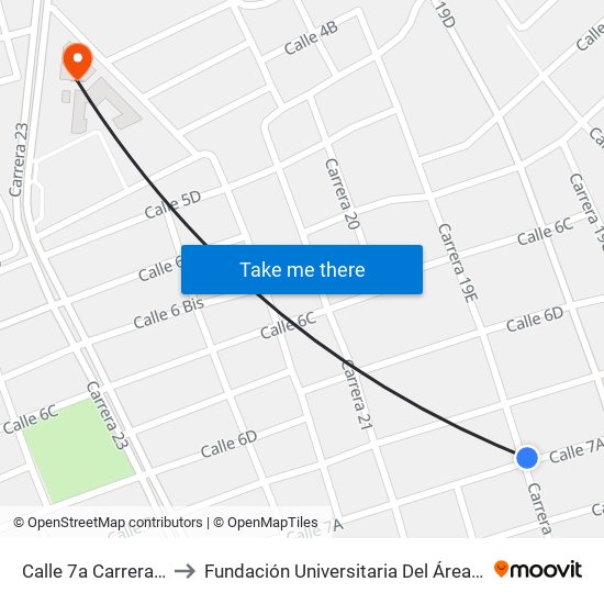 Calle 7a Carrera 19e to Fundación Universitaria Del Área Andina map