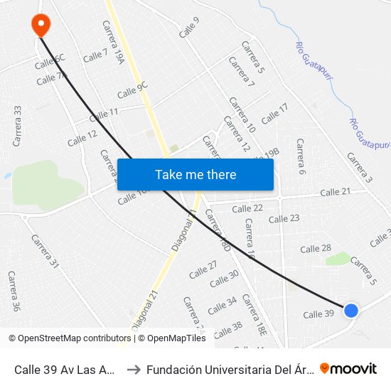 Calle 39 Av Las Américas to Fundación Universitaria Del Área Andina map