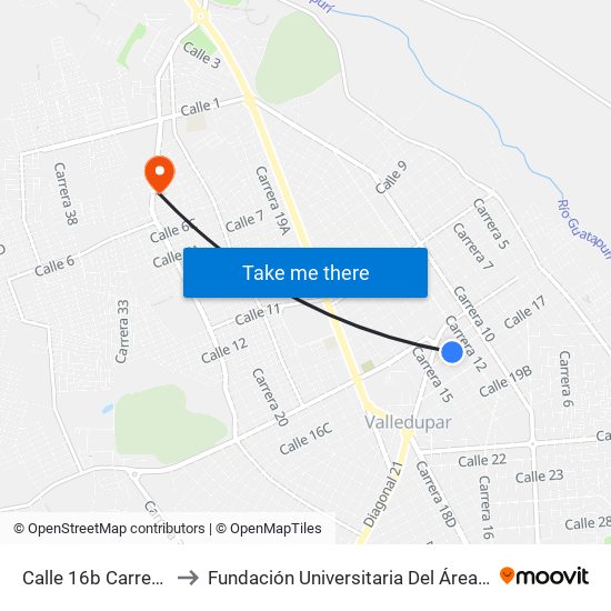 Calle 16b Carrera 13 to Fundación Universitaria Del Área Andina map