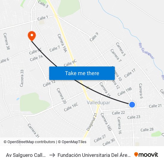 Av Salguero Calle 20d to Fundación Universitaria Del Área Andina map