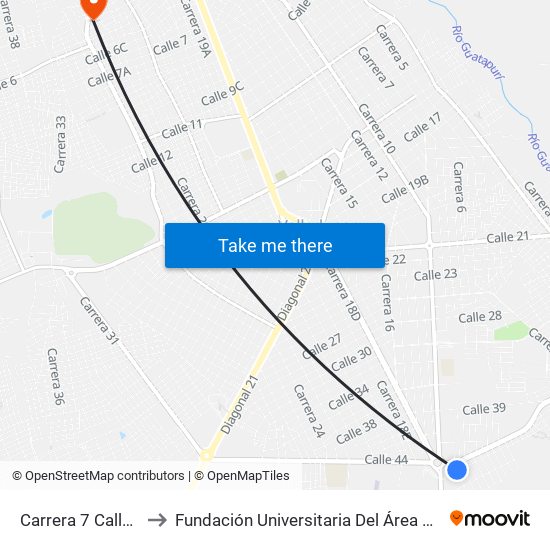 Carrera 7 Calle 45 to Fundación Universitaria Del Área Andina map