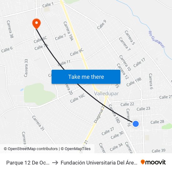 Parque 12 De Octubre to Fundación Universitaria Del Área Andina map