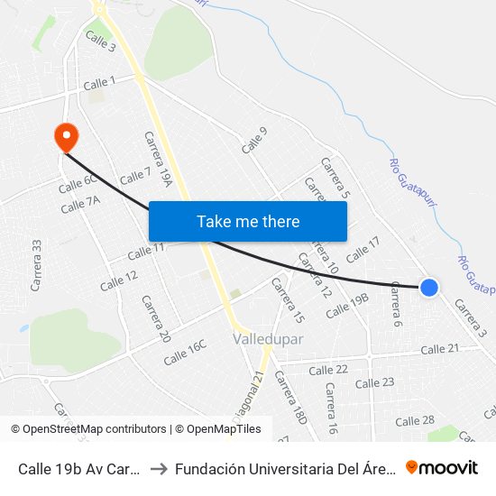 Calle 19b Av Carrera 4 to Fundación Universitaria Del Área Andina map