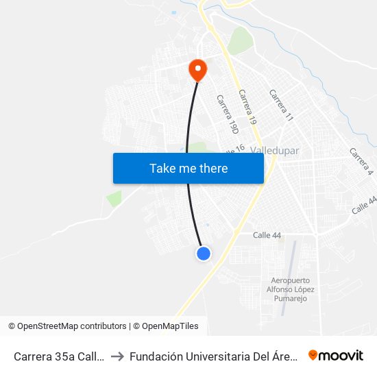 Carrera 35a Calle 20j to Fundación Universitaria Del Área Andina map