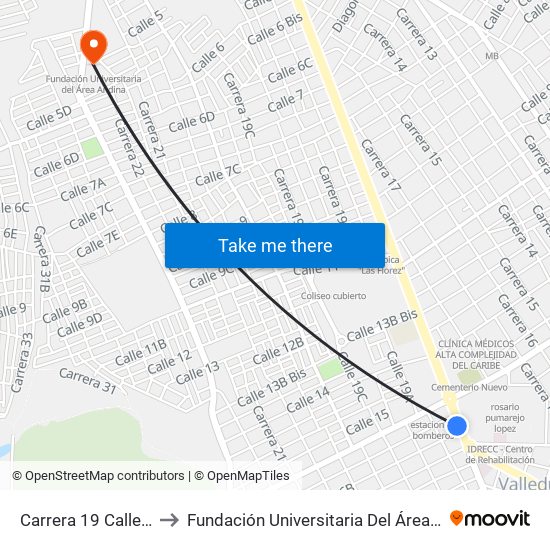 Carrera 19 Calle 16b to Fundación Universitaria Del Área Andina map