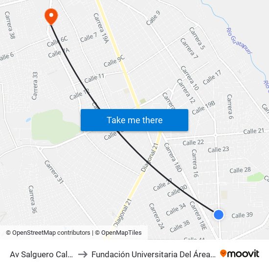 Av Salguero Calle 39 to Fundación Universitaria Del Área Andina map