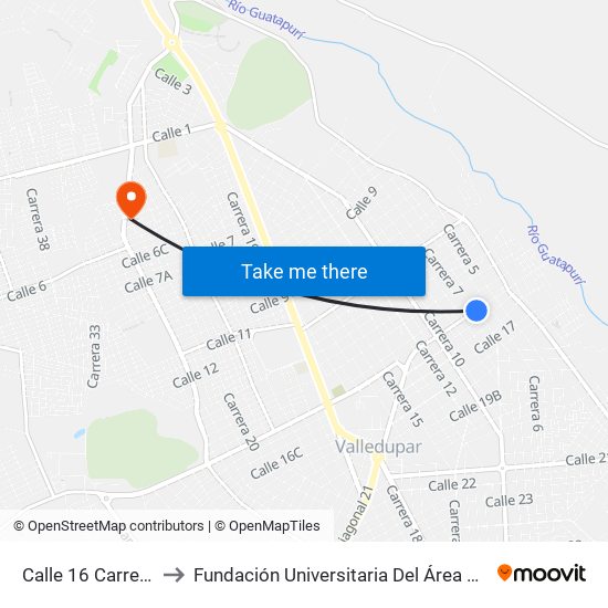 Calle 16 Carrera 7 to Fundación Universitaria Del Área Andina map