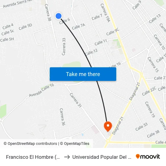 Francisco El Hombre (N - S) to Universidad Popular Del Cesar map
