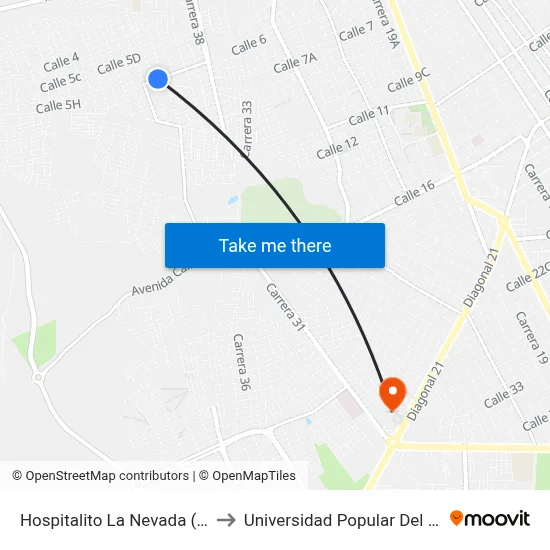 Hospitalito La Nevada (E - O) to Universidad Popular Del Cesar map
