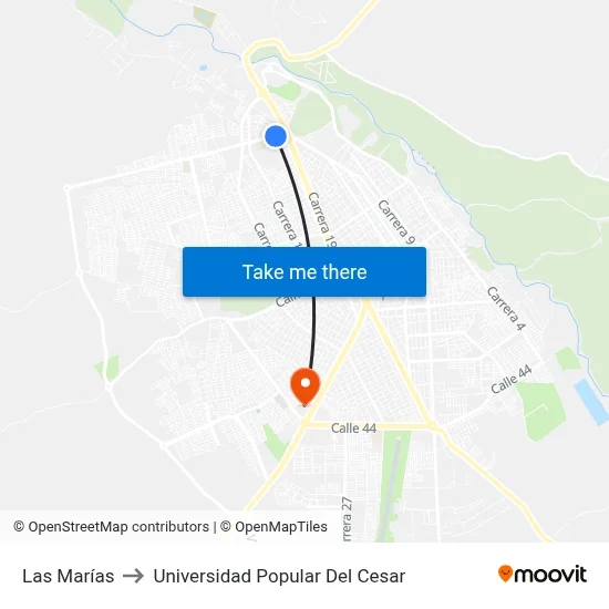 Las Marías to Universidad Popular Del Cesar map