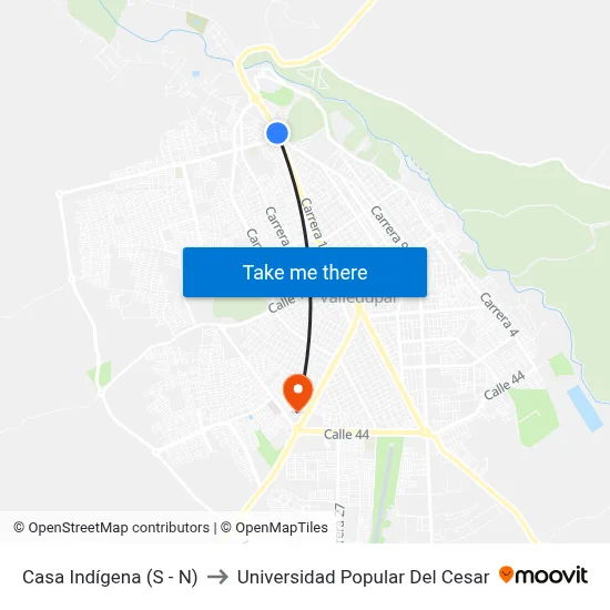 Casa Indígena (S - N) to Universidad Popular Del Cesar map