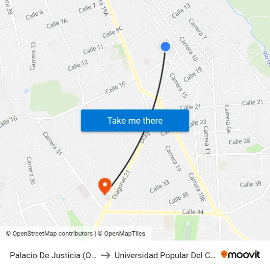 Palacio De Justicia (O - E) to Universidad Popular Del Cesar map