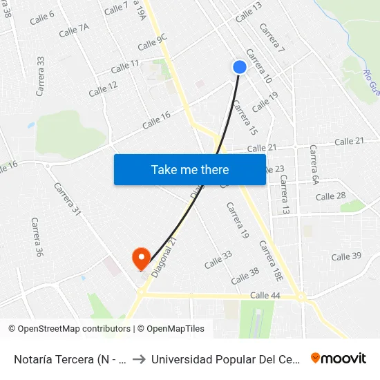 Notaría Tercera (N - S) to Universidad Popular Del Cesar map