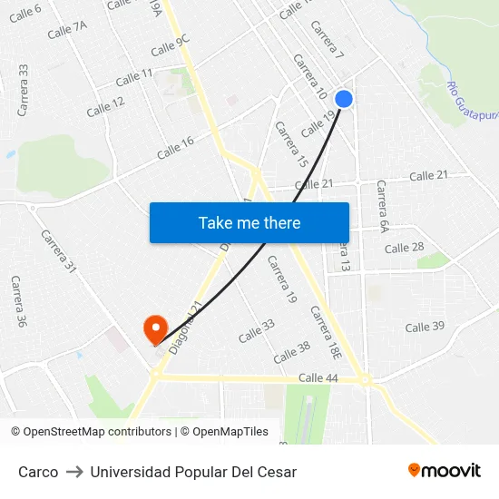 Carco to Universidad Popular Del Cesar map