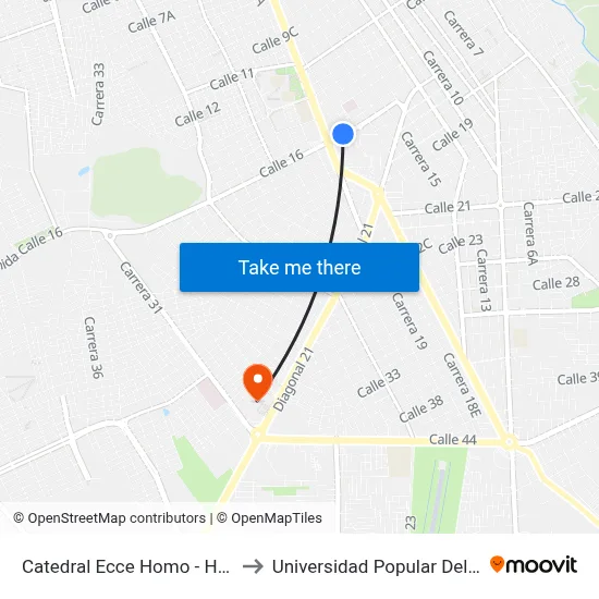Catedral Ecce Homo - Hospital to Universidad Popular Del Cesar map