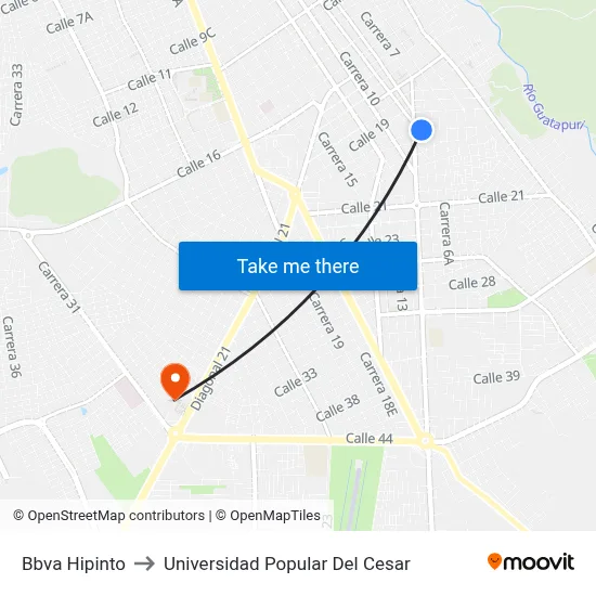 Bbva Hipinto to Universidad Popular Del Cesar map