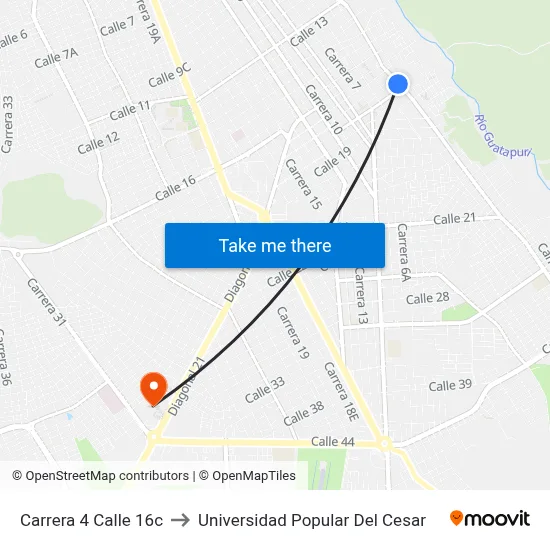 Carrera 4 Calle 16c to Universidad Popular Del Cesar map