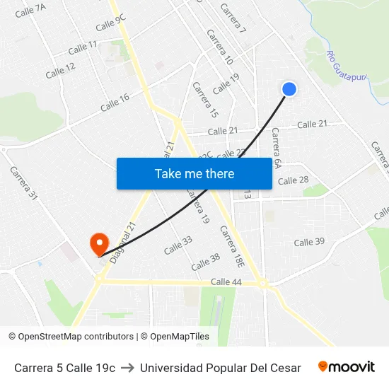 Carrera 5 Calle 19c to Universidad Popular Del Cesar map