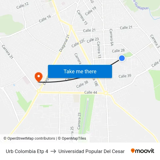 Urb Colombia Etp 4 to Universidad Popular Del Cesar map