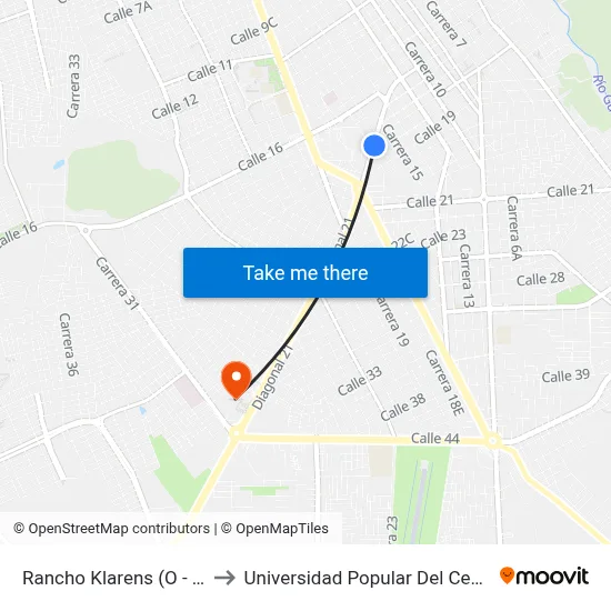 Rancho Klarens (O - E) to Universidad Popular Del Cesar map