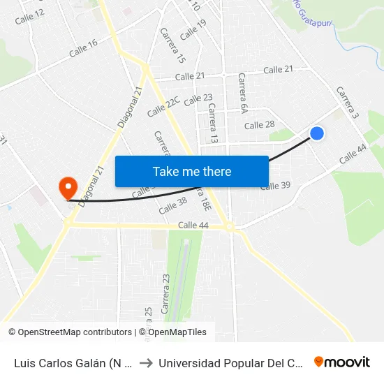 Luis Carlos Galán (N - S) to Universidad Popular Del Cesar map