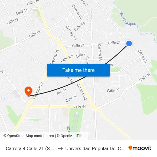 Carrera 4 Calle 21 (S - N) to Universidad Popular Del Cesar map