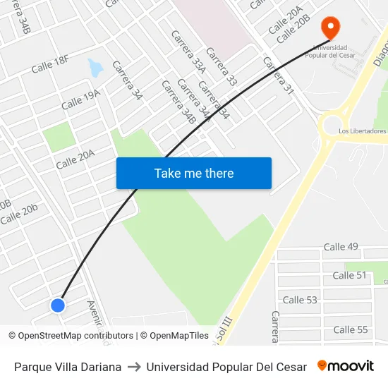 Parque Villa Dariana to Universidad Popular Del Cesar map