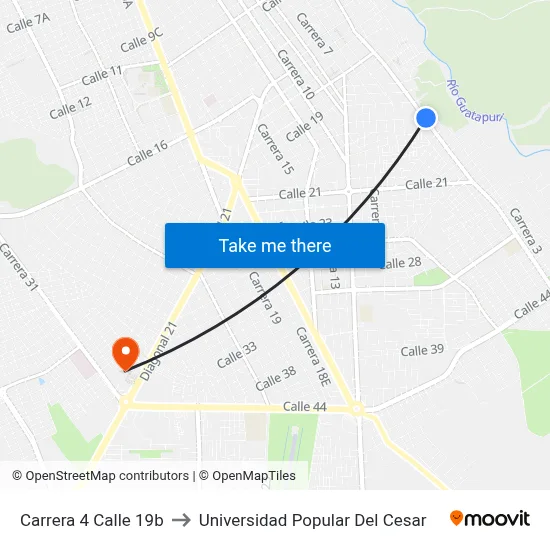 Carrera 4 Calle 19b to Universidad Popular Del Cesar map