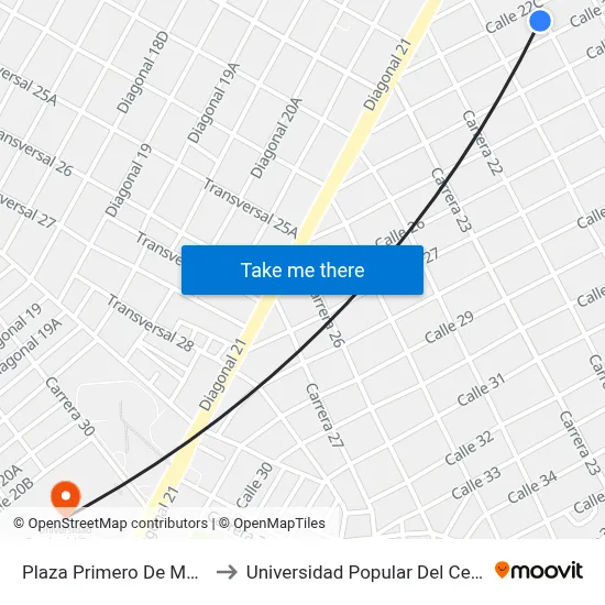 Plaza Primero De Mayo to Universidad Popular Del Cesar map