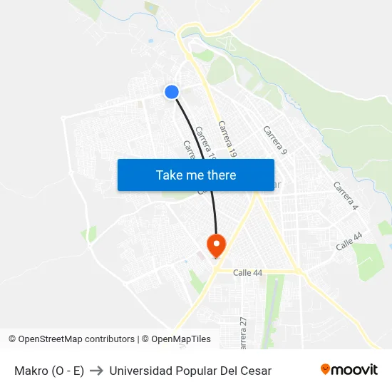 Makro (O - E) to Universidad Popular Del Cesar map