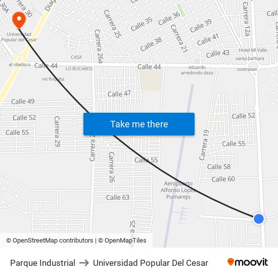 Parque Industrial to Universidad Popular Del Cesar map