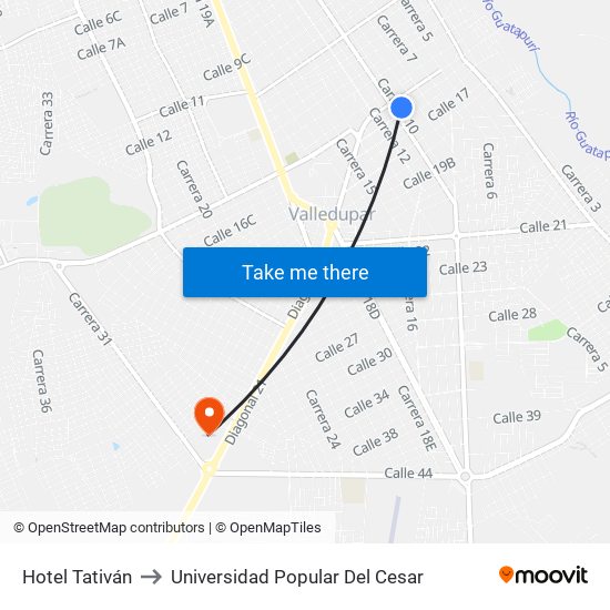 Hotel Tativán to Universidad Popular Del Cesar map