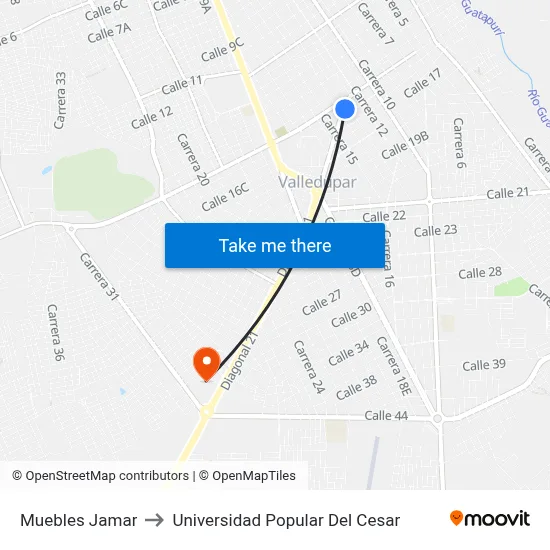 Muebles Jamar to Universidad Popular Del Cesar map