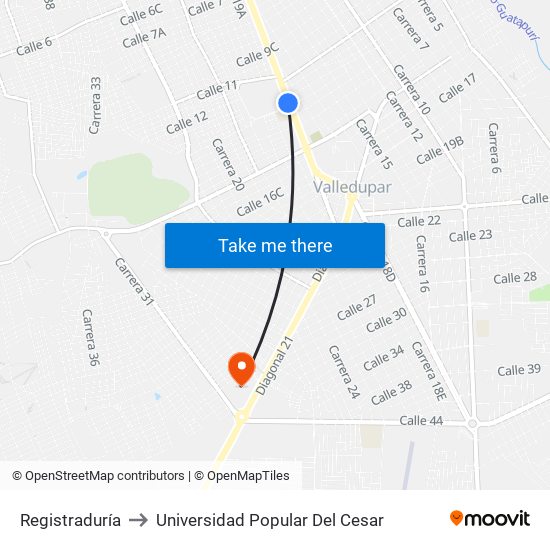 Registraduría to Universidad Popular Del Cesar map