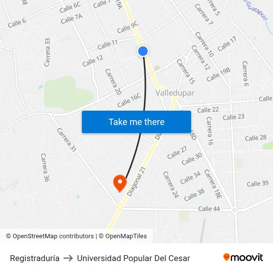 Registraduría to Universidad Popular Del Cesar map