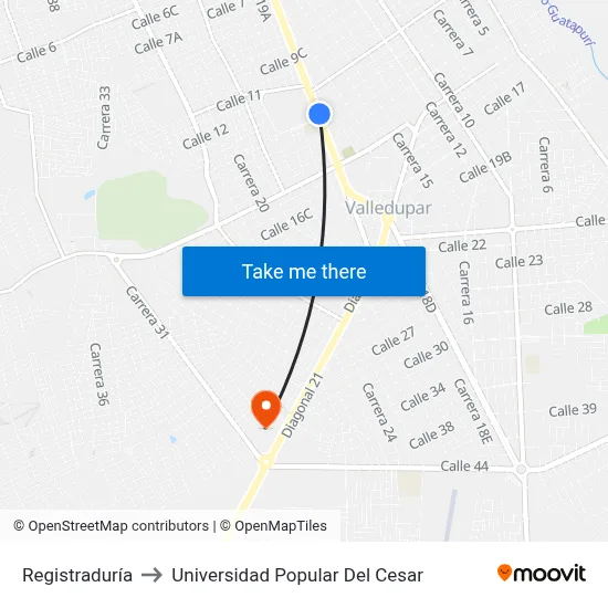 Registraduría to Universidad Popular Del Cesar map