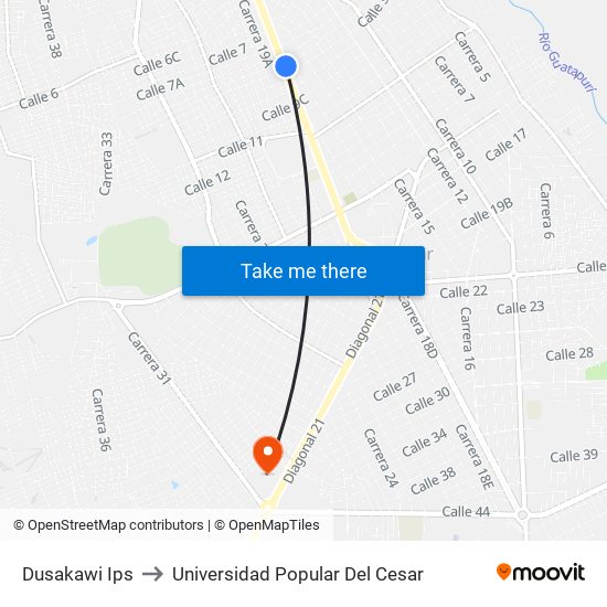 Dusakawi Ips to Universidad Popular Del Cesar map