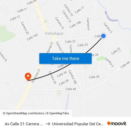 Av Calle 21 Carrera 4e to Universidad Popular Del Cesar map