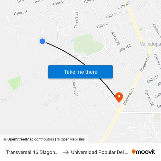 Transversal 46 Diagonal 12b to Universidad Popular Del Cesar map