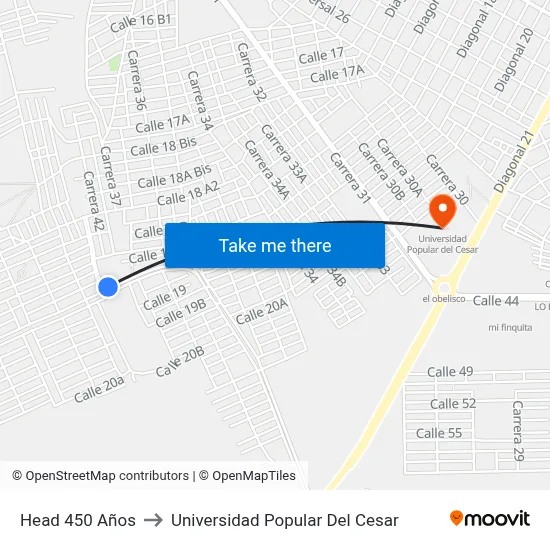 Head 450 Años to Universidad Popular Del Cesar map