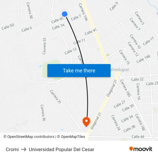 Cromi to Universidad Popular Del Cesar map