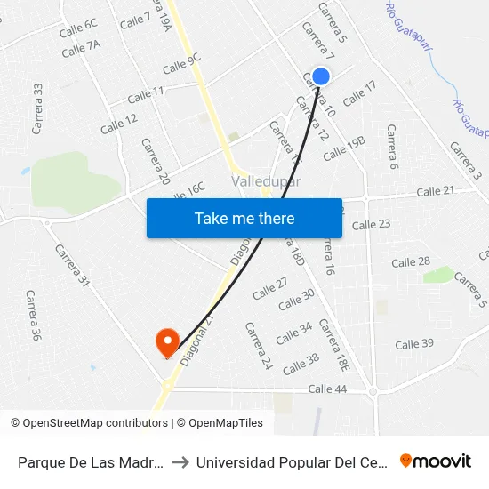 Parque De Las Madres to Universidad Popular Del Cesar map