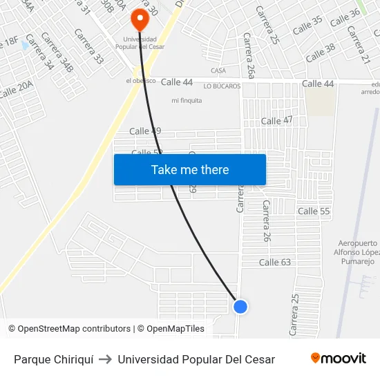 Parque Chiriquí to Universidad Popular Del Cesar map
