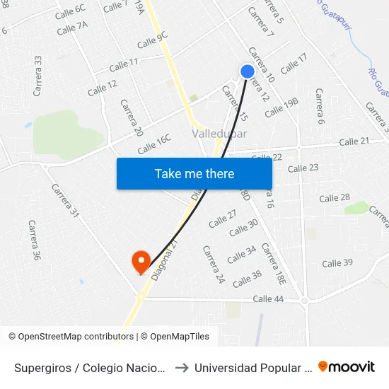 Supergiros / Colegio Nacional Loperena to Universidad Popular Del Cesar map